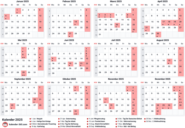 Kalender 2025 Querformat