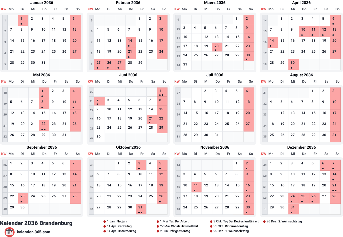 Vorschau des Kalenders